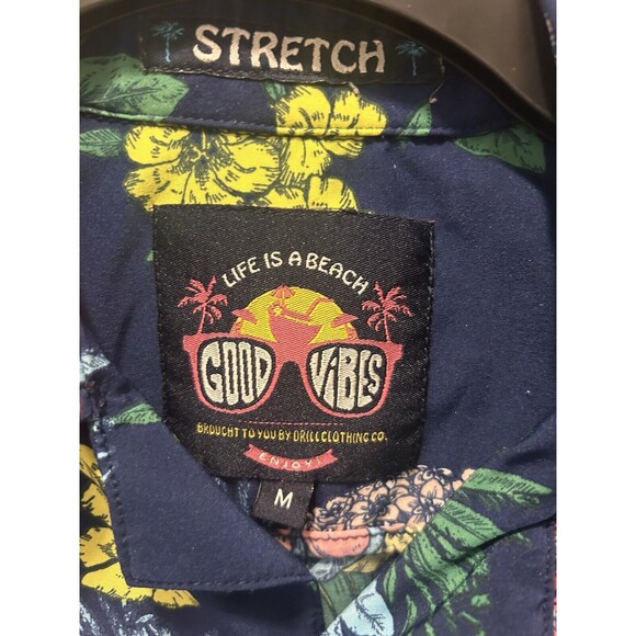 Life Is A Beach Good Vibes Short Sleeve Hawaiian Button Shirt Men's Size Medium - Picture 2 of 4